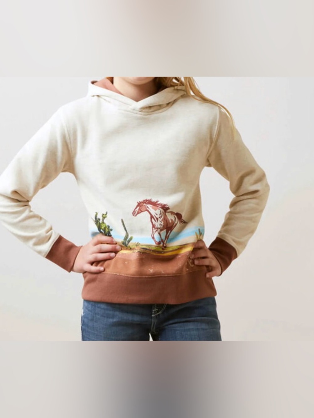 Ariat Girls Oat Horse Hoodie Size 8